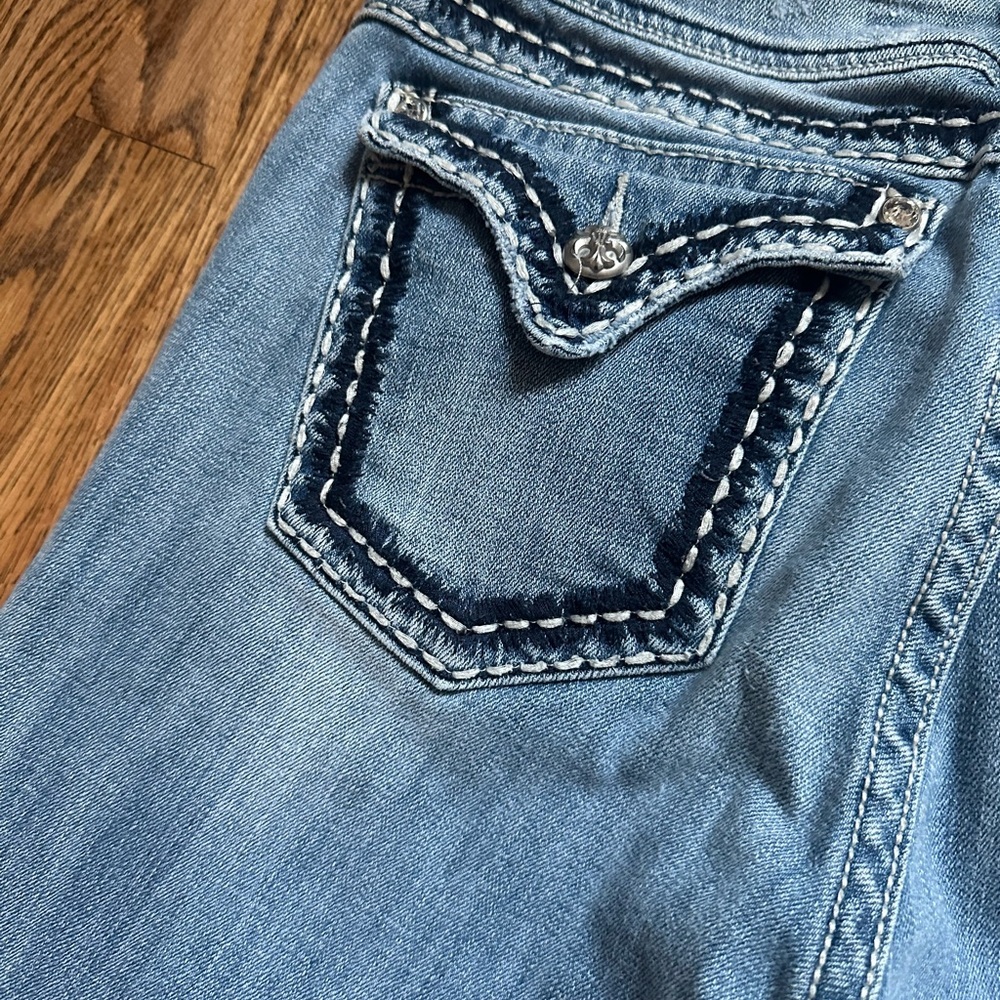 Miss Me Jeans Womens Size 30 Boot Cut Easy Distressed Light Wash Flap Pockets - Picture 8 of 10
